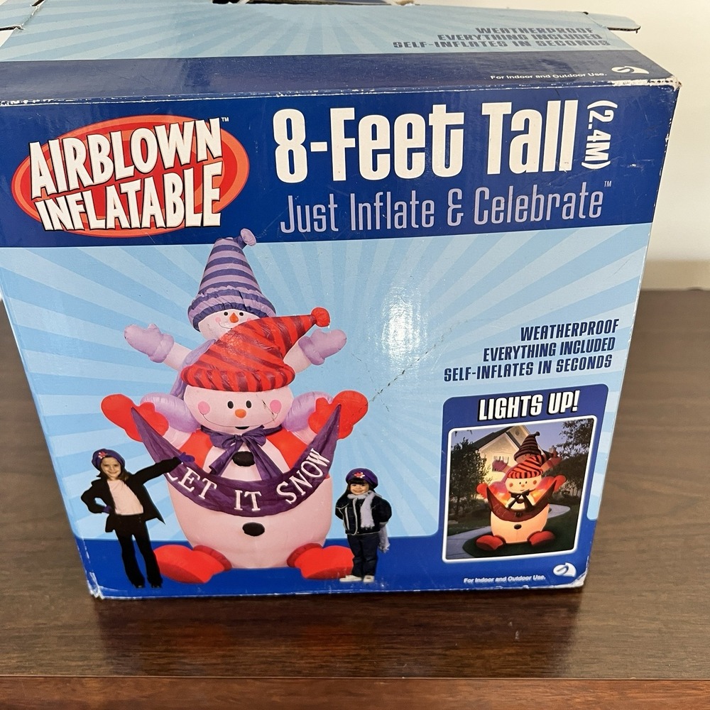 Gemmy Airblown Inflatable 8 Ft Snowman Family Let It Snow Lights Up 15595 2001
